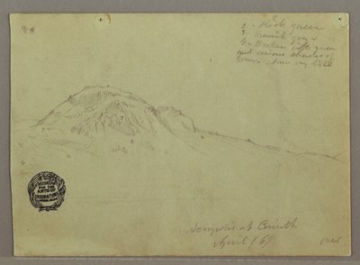 Kresba, Holý vrch, Akropole v Korintu, Řecko, duben 1869 od Frederic Edwin Church