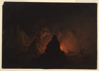 Kresba, Beduíni v nočním táboře, únor nebo březen 1868 od Frederic Edwin Church