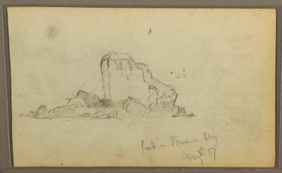 Kresba, Bireds, "Skála v Panamském zálivu"; Verso: "Těžké révy", 15. května 1857 od Frederic Edwin Church