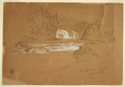 Kresba, Kaskády řeky Ausable, poblíž Keesevill, New York, 13. srpna 1856 od Frederic Edwin Church