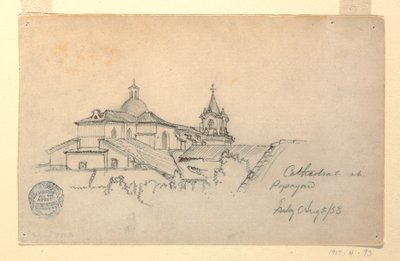 Kresba, katedrála v Popayanu, Kolumbie, 5. srpna 1853 od Frederic Edwin Church