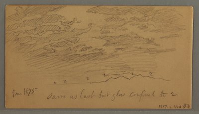 Kresba, Mrak nad kopci, leden 1875 od Frederic Edwin Church