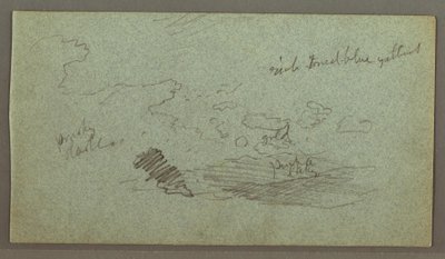 Kresba, Mraky nad pohořím, nízké slunce, pravděpodobně 1874 od Frederic Edwin Church