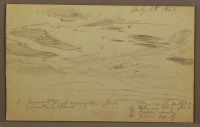 Kresba, Oblačná obloha nad údolím, červenec 1863 od Frederic Edwin Church