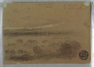 Kresba, Oblačná obloha a měsíc, 13. října 1870 od Frederic Edwin Church