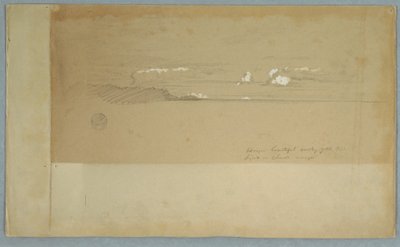 Kresba, Oblačná obloha nad kopcovitým a zalesněným územím, pravděpodobně 1857 od Frederic Edwin Church