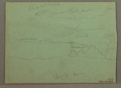 Kresba, Oblačná obloha nad hřebenem, srpen 1871 od Frederic Edwin Church