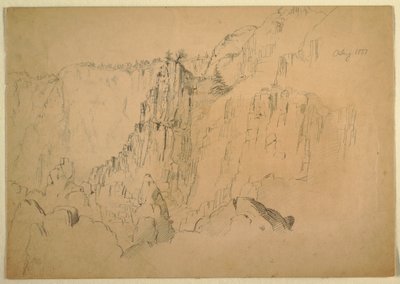 Kresba, Pobřeží se strmými skalami, srpen 1885 od Frederic Edwin Church