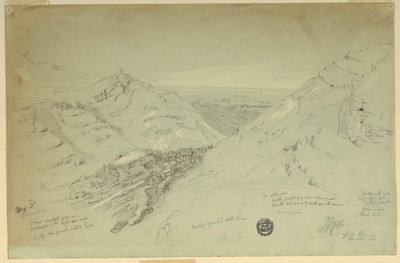 Kresba, Pohled z dálky na Damašek, Sýrie, 2. května 1868 od Frederic Edwin Church