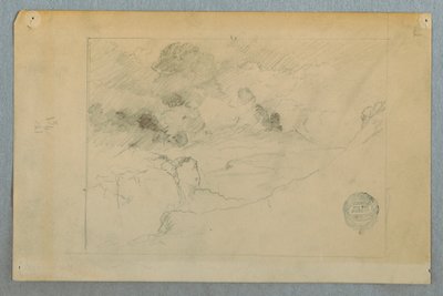 Kresba, Pohled z dálky na sopku Sangay, Ekvádor, 1857-62 od Frederic Edwin Church