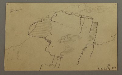 Kresba, El Yemen Valley, Arábie:  Skalní stěna, 20. února 1868 od Frederic Edwin Church