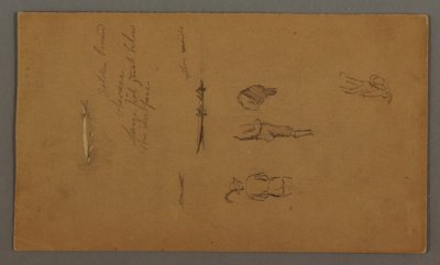 Kresba, figurální studie, postava ve člunu, ryba, pravděpodobně 1868 od Frederic Edwin Church