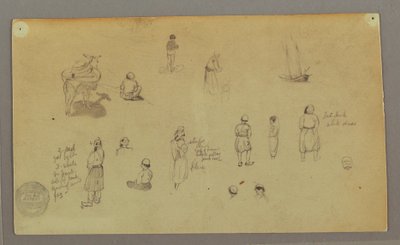 Kresba, figurální studie, osel ve smečce, plachetnice, pravděpodobně 1868 od Frederic Edwin Church