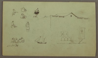 Kresba, figurální studie, plachetnice, architektonické studie, pravděpodobně 1868 od Frederic Edwin Church