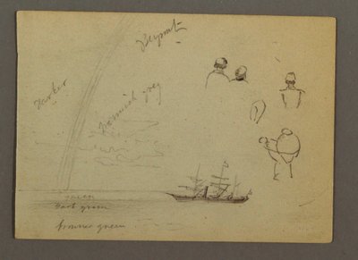 Kresba, figurální studie, plachetnice, Rainbow, pravděpodobně 1868 od Frederic Edwin Church