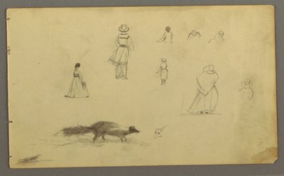 Kresba, Studie postavy zezadu, skunk, pravděpodobně 1857-58 od Frederic Edwin Church