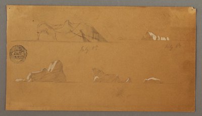 Kresba, plovoucí ledovce, 5. a 6. července 1859 od Frederic Edwin Church