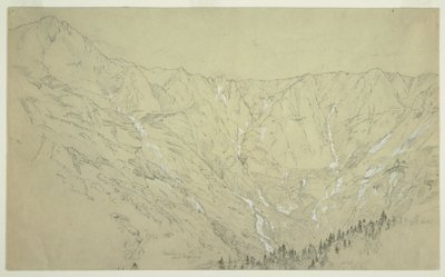 Kresba, Velká pánev, hora Katahdin, asi 1877 od Frederic Edwin Church