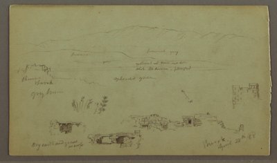 Kresba, Hill Range Across Plain, Ruiny, 28. dubna 1868 od Frederic Edwin Church