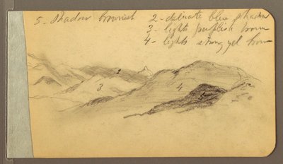 Kresba, Hills; Verso: Hlava, 1889 od Frederic Edwin Church