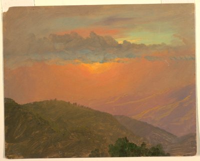 Kresba, Hilltop při západu slunce, červenec 1865 od Frederic Edwin Church