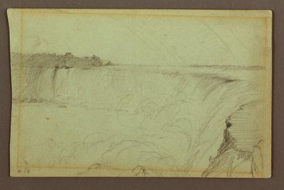 Kresba, Podkovovité vodopády s dvojitou duhou, řeka Niagara, Kanada, 1856 od Frederic Edwin Church