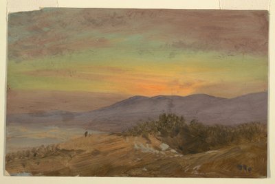 Kresba, Hudson Valley, západ slunce, 1869-70 od Frederic Edwin Church