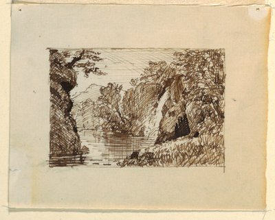 Kresba, Imaginární krajina s, asi 1870-73 od Frederic Edwin Church
