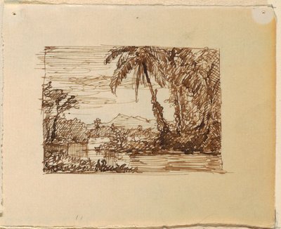 Kresba, Imaginární krajina s, asi 1870-73 od Frederic Edwin Church
