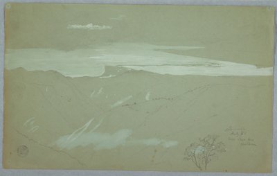 Kresba, Jamajské pobřeží a obloha z pohledu od kapitána Kenta, Bellevue, Jamajka, červenec 1865 od Frederic Edwin Church