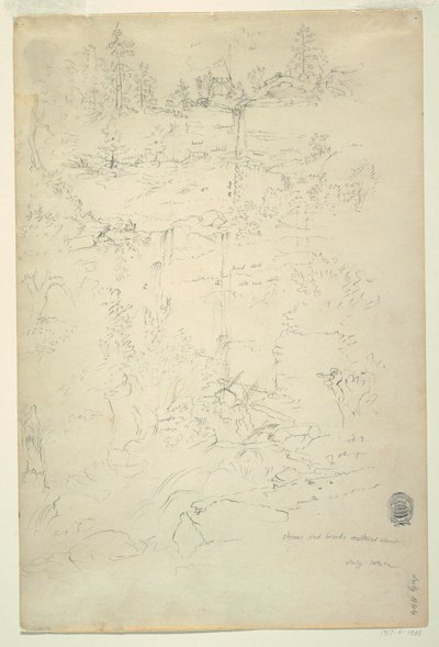 Kresba, Kaaterskill Falls, Catskill Mountains, New York, červenec 1844 od Frederic Edwin Church