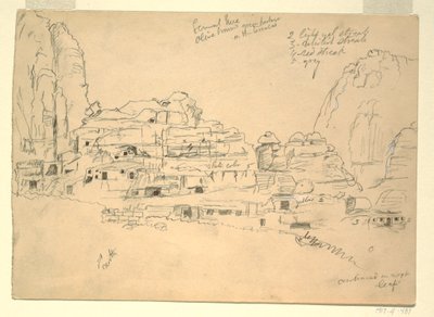 Kresba, Khirbet-en-Nasara, Petra, Jordánsko, 26. února 1868 od Frederic Edwin Church
