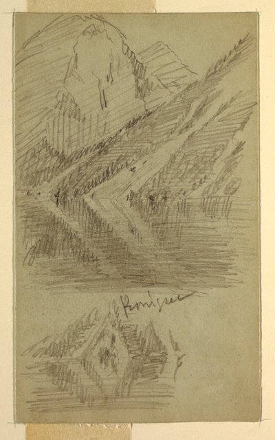 Kresba, Königssee, Berchtesgaden, Bavorsko, červen nebo červenec 1868 od Frederic Edwin Church