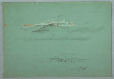 Kresba, jezero Millinoket a hora Katahdin, 1878 od Frederic Edwin Church