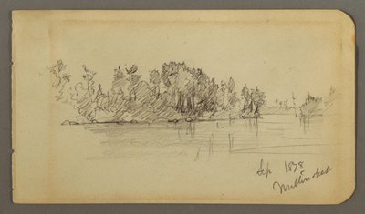 Kresba, Jezero a zalesněné pobřeží, 1878 od Frederic Edwin Church
