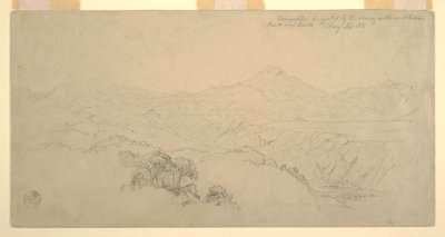 Kresba, Kompozice krajiny: Suggested by the Scenery on the Road Between Paso, Colombia and Quito, Ecuador., 26. srpna 1853. od Frederic Edwin Church