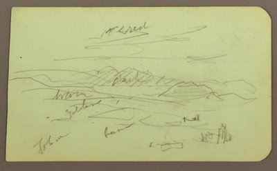 Kresba, Krajina, Toluca; Verso: Hora, Kostel, 1883 od Frederic Edwin Church