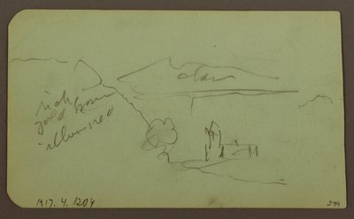 Kresba, Krajina, Toluca; Verso: Hora, Kostel, 1883 od Frederic Edwin Church