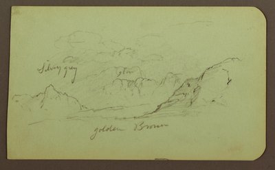Kresba, krajina; Verso: postavy, kostel, 1883 od Frederic Edwin Church