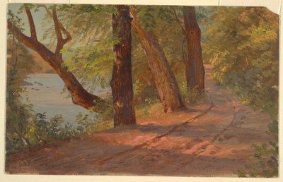 Kresba, Krajina ze Severní Ameriky (Cesta u jezera), asi 1875 od Frederic Edwin Church
