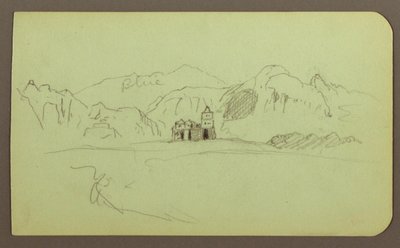 Kresba, Krajina s kostelem; Verso: Krajina, 1883 od Frederic Edwin Church
