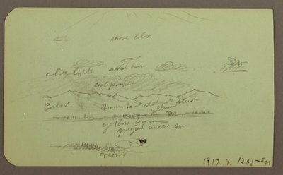 Kresba, Krajina s kostelem; Verso: Krajina, 1883 od Frederic Edwin Church