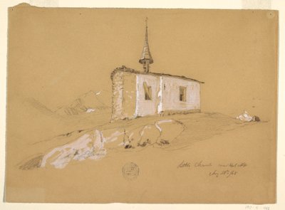 Kresba, "Kostelík u Bel Arpu", Bernské Alpy, Švýcarsko, 28. srpna 1868 od Frederic Edwin Church