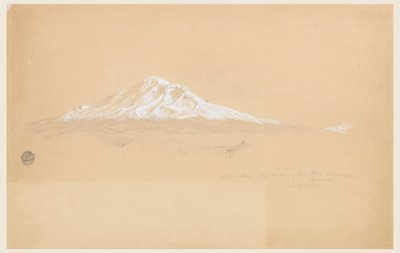 Kresba, Hora Chimborazo z domu staršího Pabla Bustamanteho, Riobamba, Ekvádor, 14. července 1857 od Frederic Edwin Church