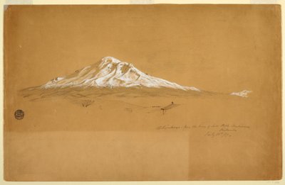 Kresba, Hora Chimborazo z domu staršího Pabla Bustamanteho, Riobamba, Ekvádor, 14. července 1857 od Frederic Edwin Church