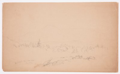 Kresba, "Mount Katahdin od západu" [Pohled na západ k hoře Katahdin], srpen 1852 od Frederic Edwin Church