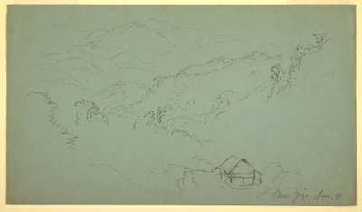Kresba, Horská krajina, dům, "poblíž Jorje", Ekvádor, červen 1857 od Frederic Edwin Church