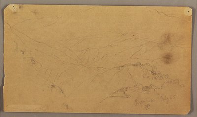 Kresba, Horská krajina, Jamajka, Západní Indie., červenec 1865 od Frederic Edwin Church