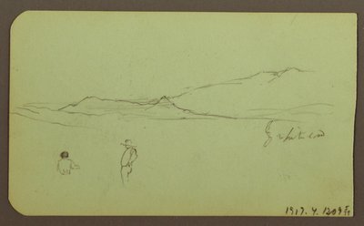 Kresba, Horská krajina; Verso: Horská krajina, postava, 1883 od Frederic Edwin Church