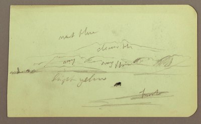 Kresba, horská krajina; Verso: Sedící postava, hora, 1883 od Frederic Edwin Church